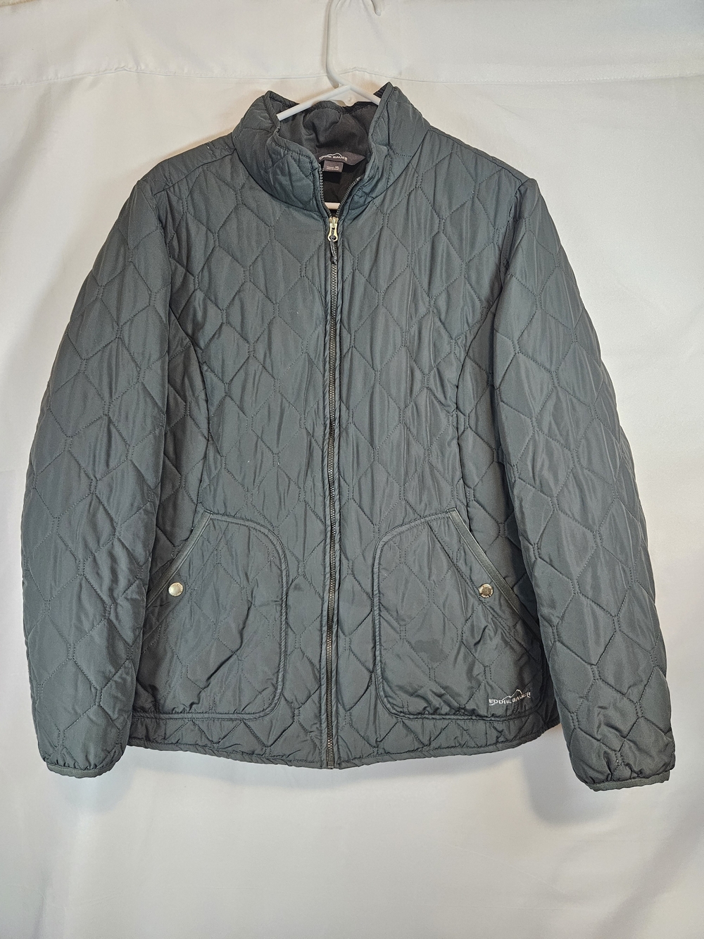 Eddie Bauer Quilted Olive Green Lightweight Zip Jacket